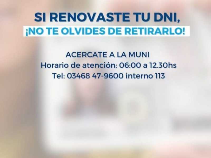 DNI listos para retirar