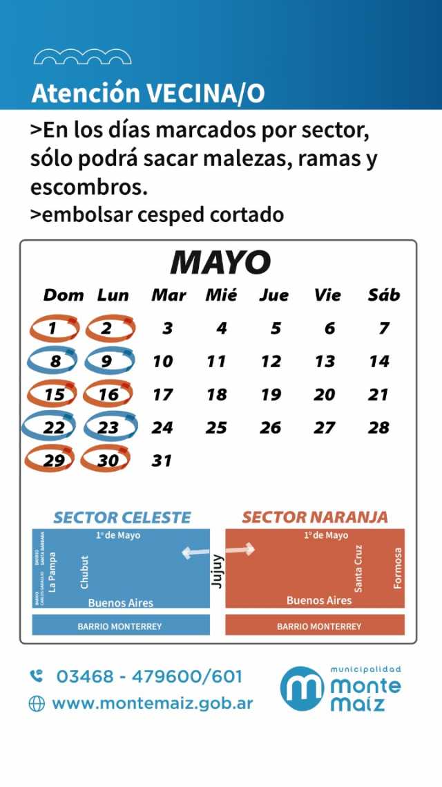 CALENDRIO DE RECOLECCIÓN DE MALEZAS