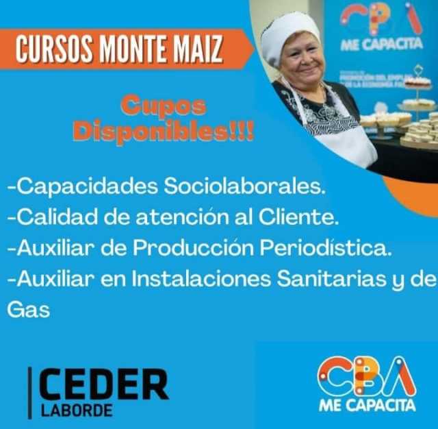 CURSOS GRATUITOS DEL CEDER EN MONTE MAÍZ