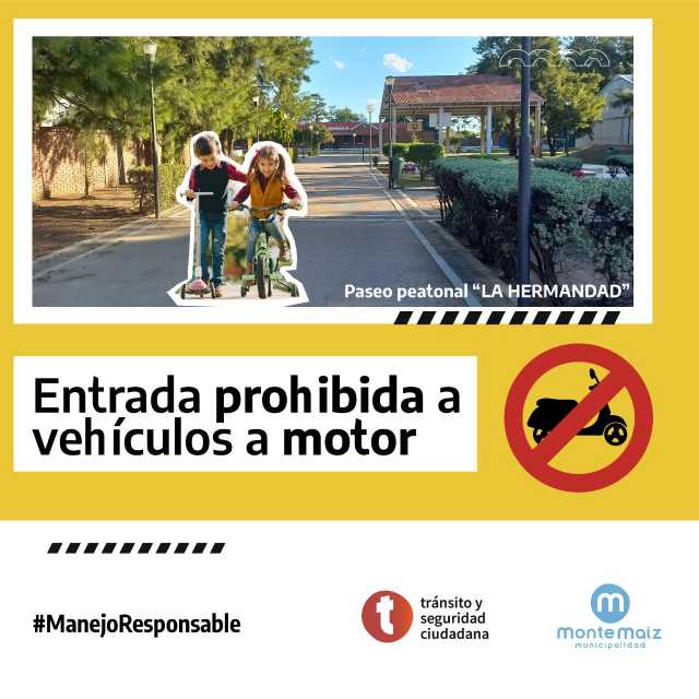 NO SE DEBE CRUZAR CON VEHÍCULOS A MOTOR POR EL PASEO