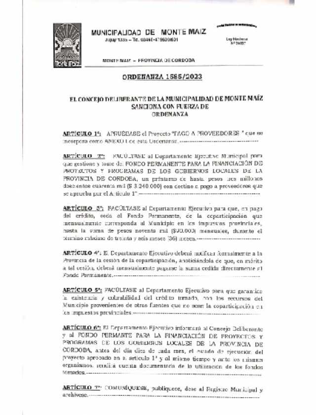 Proyecto Pago a Proveedores aprobado por mayoría