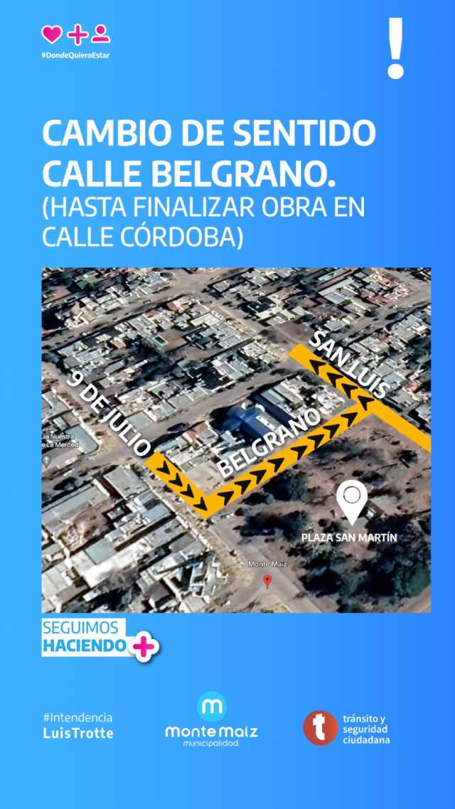 Cambio de sentido de circulación de calle Belgrano