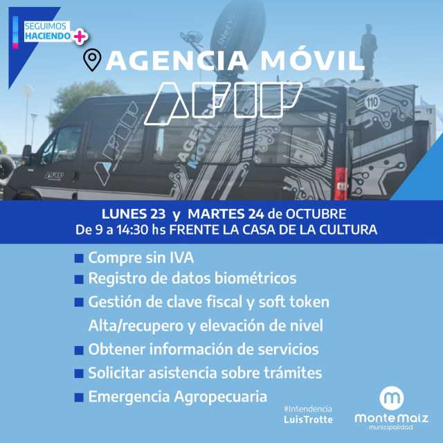 Atenderá la Agencia Móvil de AFIP