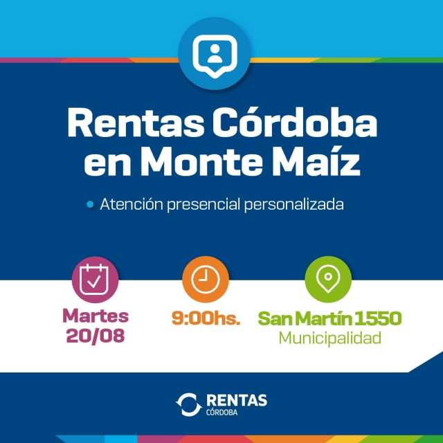 Rentas Móvil atenderá en Monte Maíz