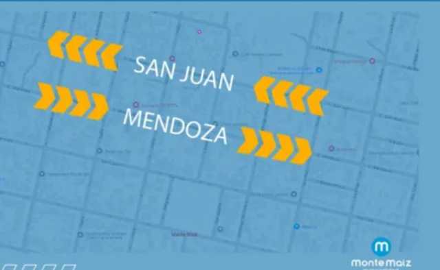 Sentido único de circulación de calles Mendoza y San Juan